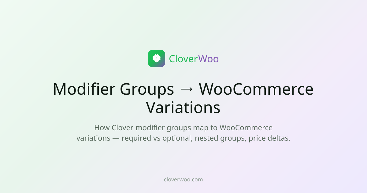 Clover Modifier Groups → WooCommerce Variations — Mapping Guide